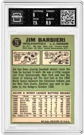 1967 Topps Jim Barbieri #76 Baseball Arena Club 4.5 - Baseball Card Single