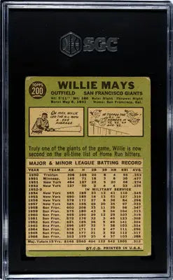 1967 Topps Willie Mays #200 Baseball SGC 1