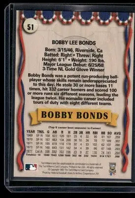 1969 Ted Williams Card Company Bobby Bonds #51 Baseball - Baseball Card Single