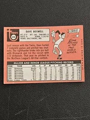 1969 Topps #459 Dave Boswell - Baseball Card Single
