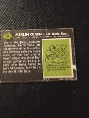 1969 Topps - Merlin Olsen #34. LA Rams. creasing. VG - Football Card Single