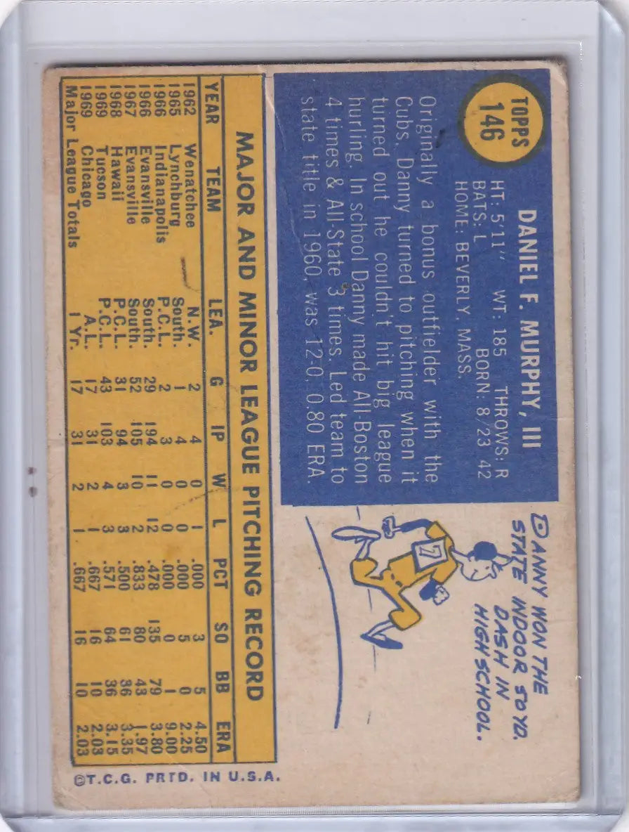 Vintage 1970 Topps Baseball card featuring Danny Murphy of the Chicago White Sox