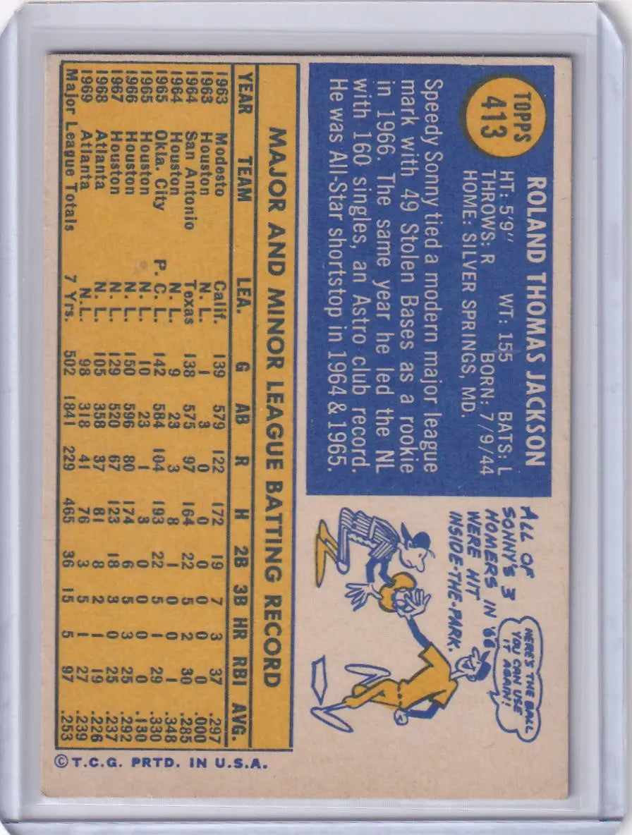1970 Topps Baseball #413 Sonny Jackson - Atlanta Braves - Baseball Card Single
