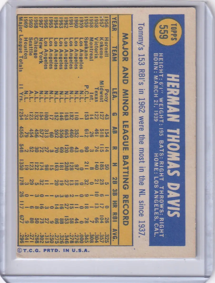 1970 Topps Baseball #559 Tommy Davis - Houston Astros - Baseball Card Single