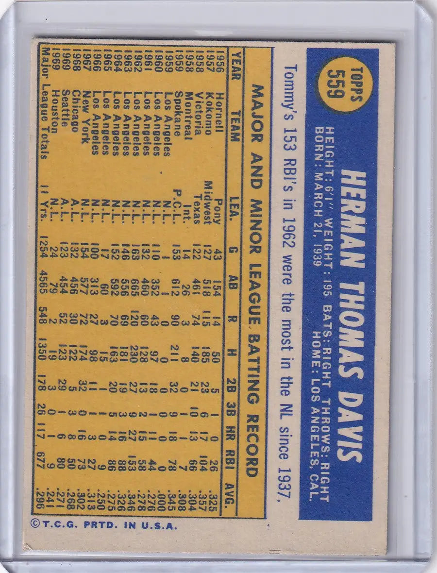 1970 Topps Baseball #559 Tommy Davis - Houston Astros - Baseball Card Single