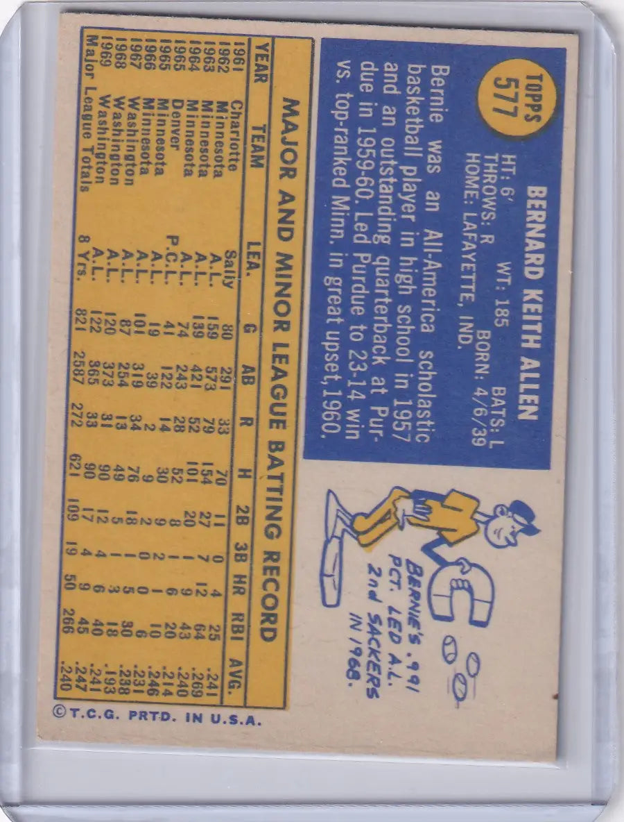 1970 Topps Baseball #577 Bernie Allen - Washington Senators - Baseball Card Single
