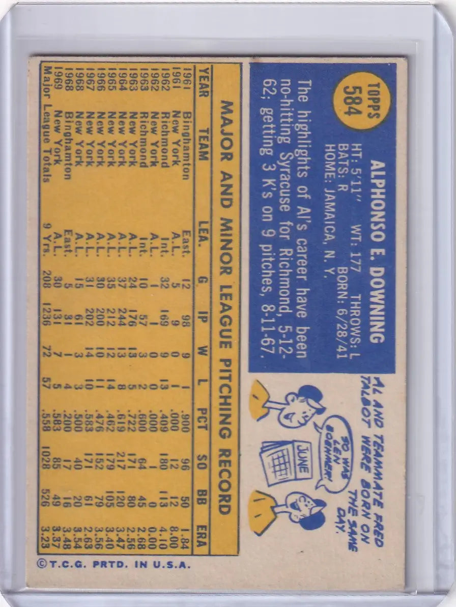 1970 Topps Baseball #584 Al Downing - Oakland Athletics - Baseball Card Single