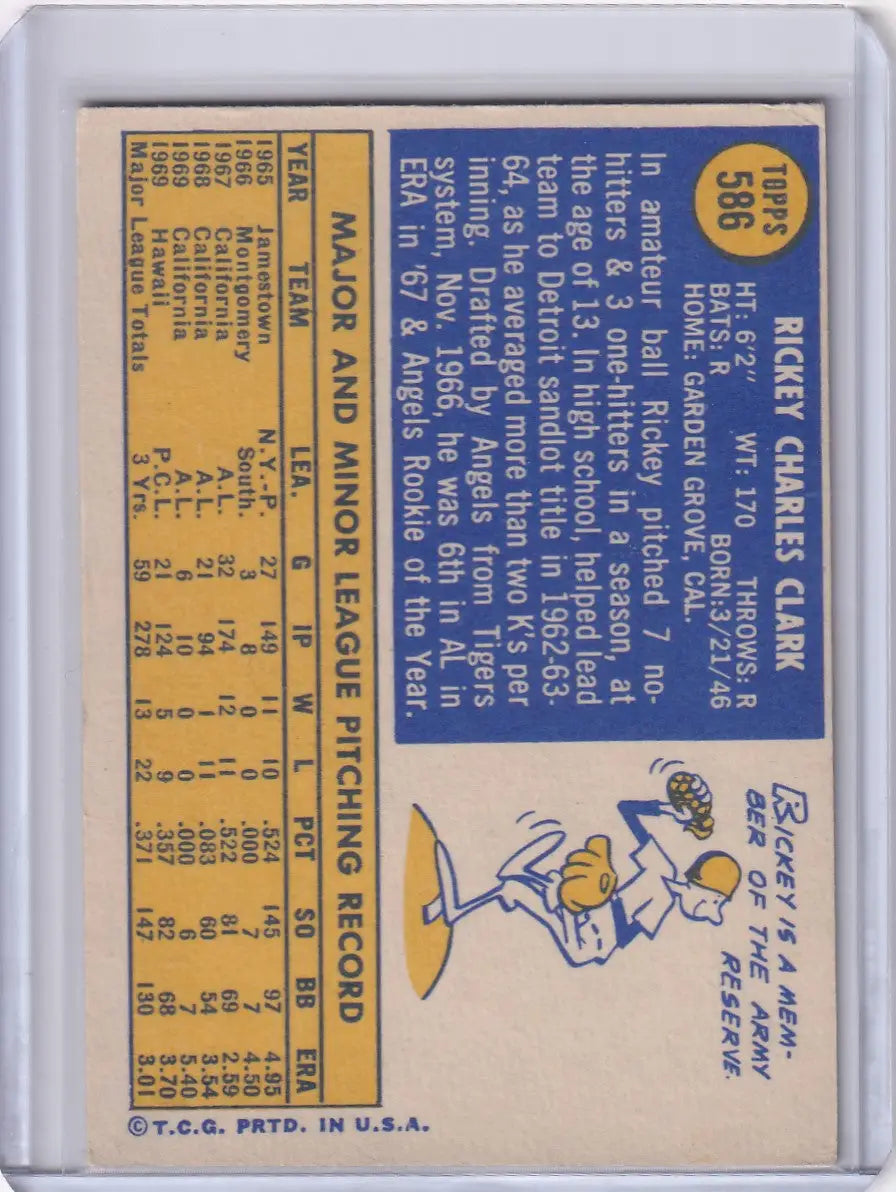 1970 Topps Baseball #586 Rickey Clark - California Angels RC - Baseball Card Single