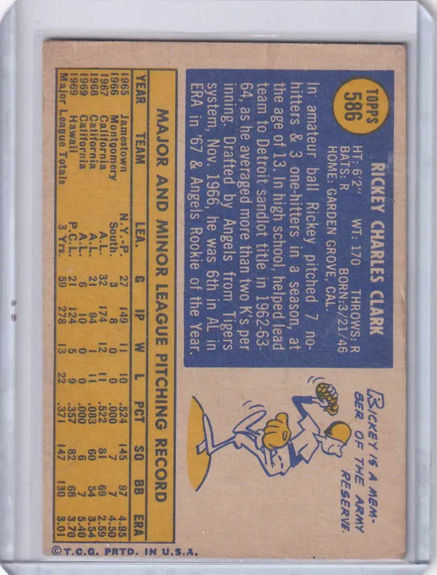 1970 Topps Baseball #586 Rickey Clark - California Angels RC - Baseball Card Single
