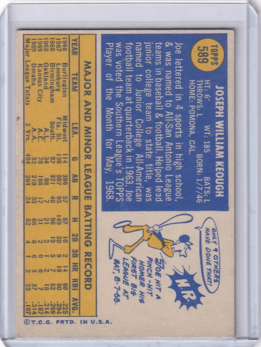 1970 Topps Baseball #589 Joe Keough - Kansas City Royals - Baseball Card Single