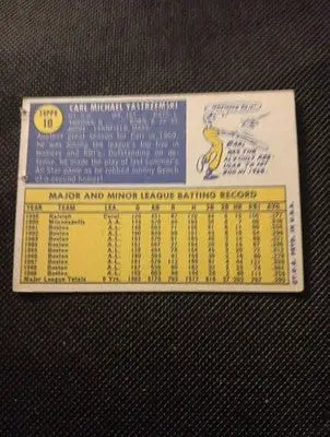 1970 Topps - Carl Yastrzemski #10. Red Sox. VG pin holes - Baseball Card Single
