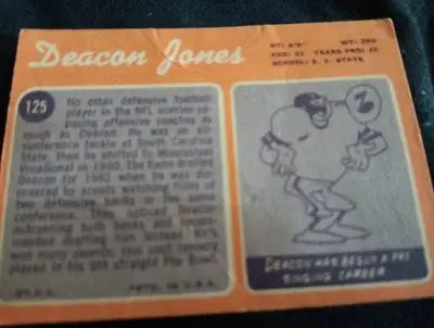 1970 Topps - Deacon Jones #125. Deep crease. HOF legend! LA Rams. VG - Football Card Single