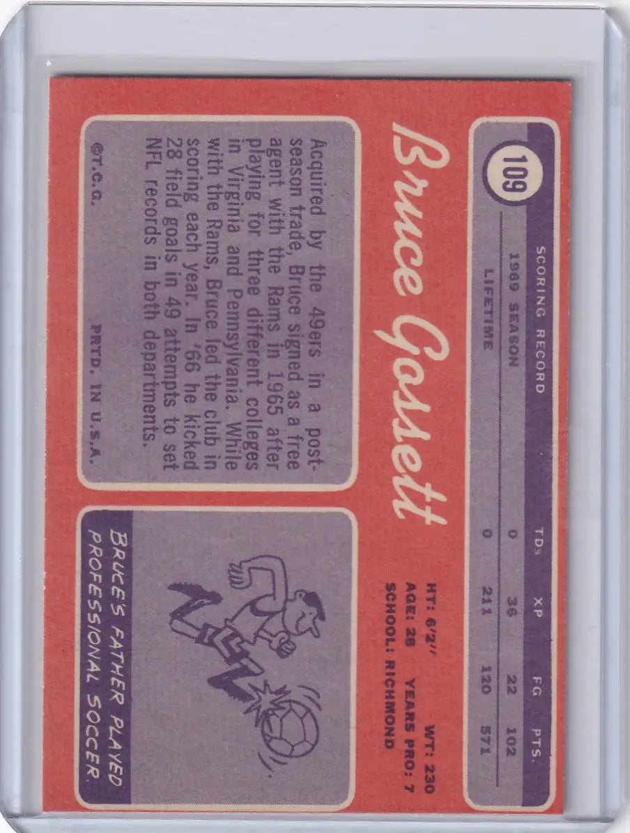1970 Topps Football #109 Bruce Gossett - San Francisco 49ers - Football Card Single
