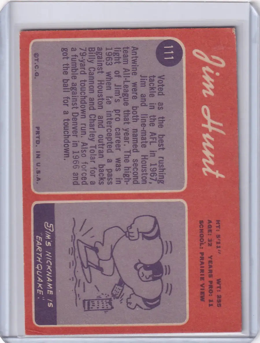 1970 Topps Football #111 Jim Hunt - New England Patriots - Football Card Single