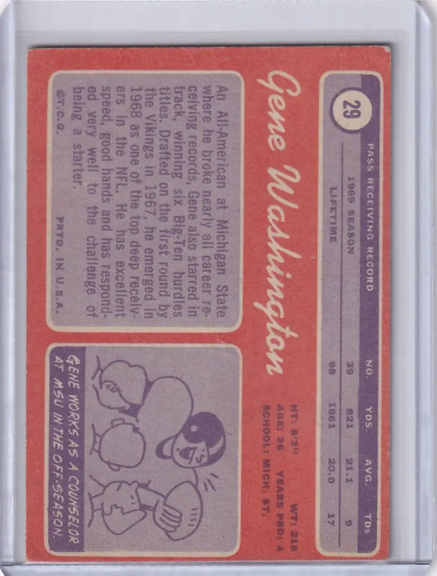 1970 Topps Football #29 Gene Washington RC - Minnesota Vikings - Football Card Single