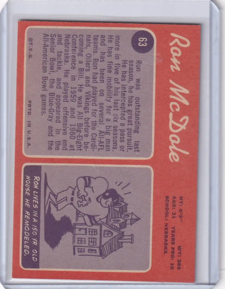 1970 Topps Football #63 Ron McDole - Buffalo Bills - Football Card Single