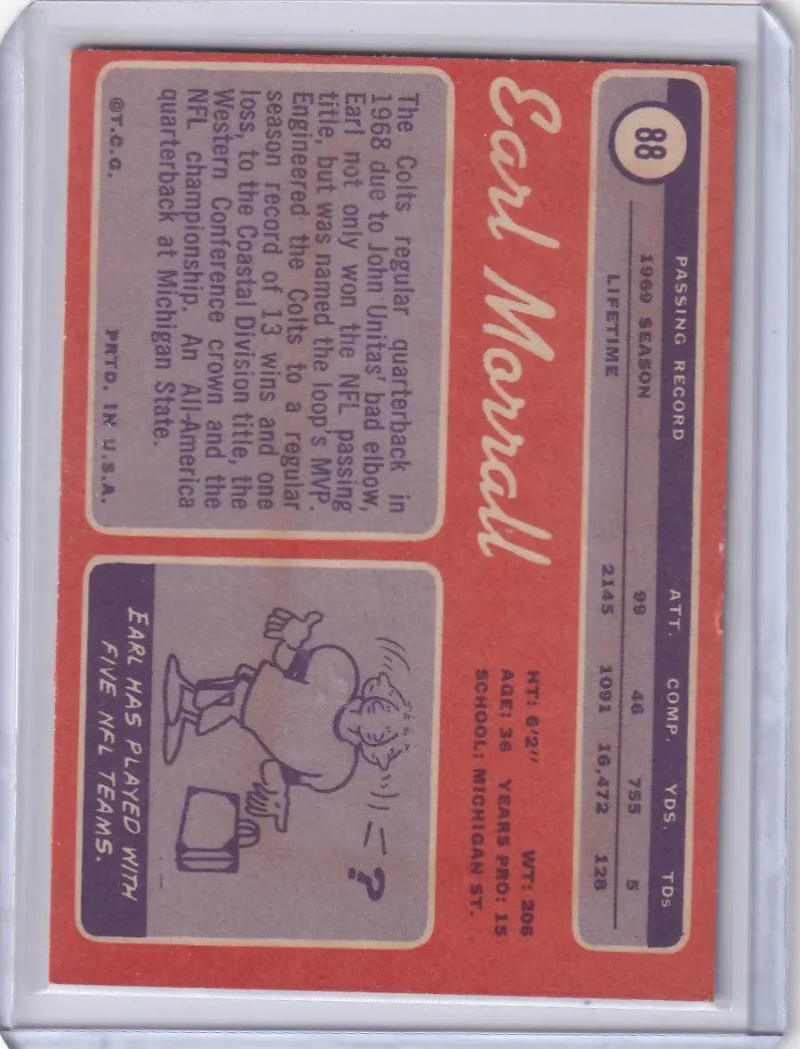 1970 Topps Football #88 Earl Morrall - Baltimore Colts - Football Card Single
