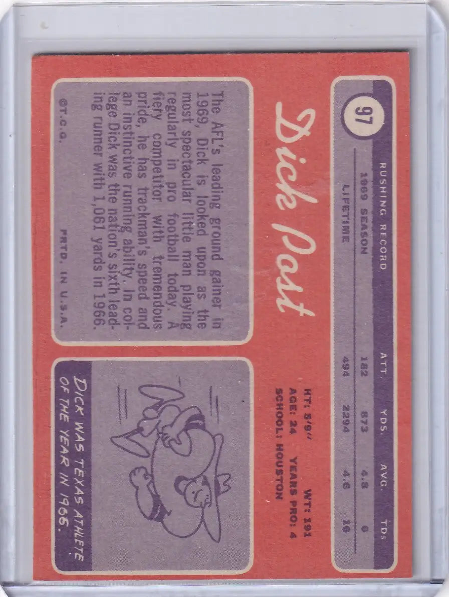 1970 Topps Football #97 Dick Post RC - San Diego Chargers - Football Card Single
