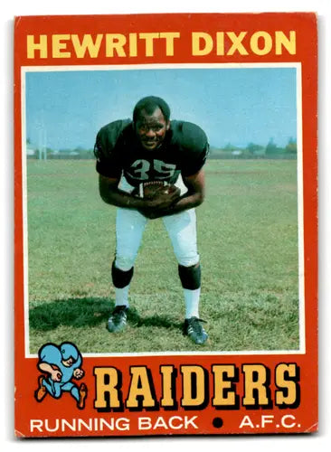 Hewritt Dixon football card from 1971 Topps with original gloss and good Raiders