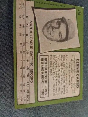 1971 Topps - Bernie Carbo #478. Reds. EX - Baseball Card Single