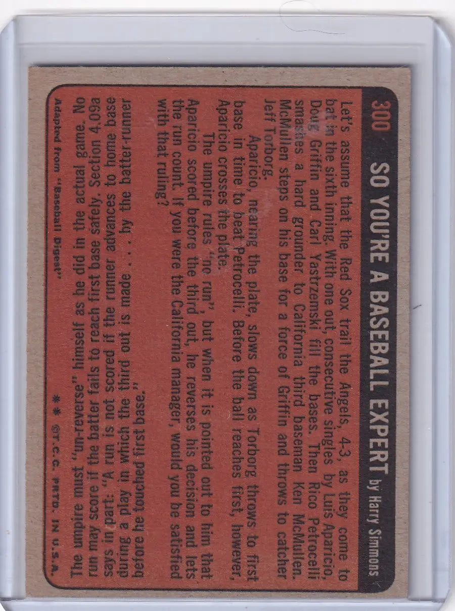 Back of 1972 Topps Baseball #300 Hank Aaron card featuring Atlanta Braves statistics
