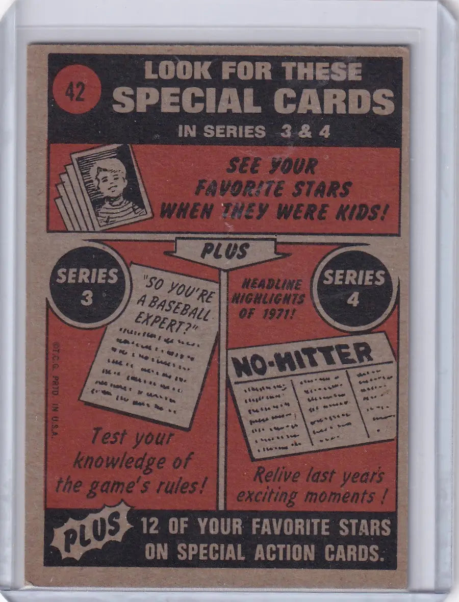 Vintage advertisement for 1972 Topps Baseball #42 Tommy Davis of Oakland Athletics