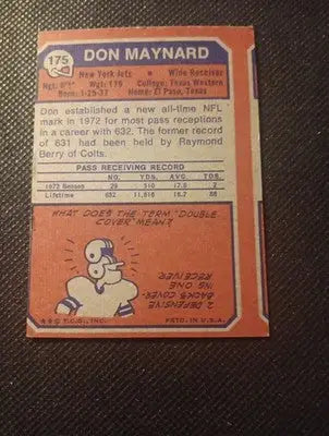1973 Topps - Don Maynard #175. NY Jets. VG+ - EX - Football Card Single