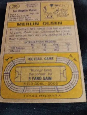 1974 Topps - Merlin Olsen #205. LA Rams. EX+ - Football Card Single