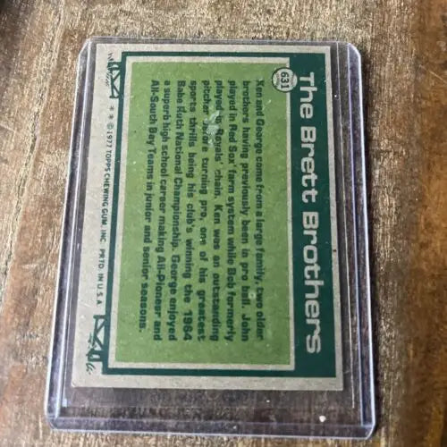 Vintage baseball card featuring 1977 Topps Big League Brothers George and Ken Brett