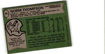 1978 Topps #29 Norm Thompson - Football Card Single