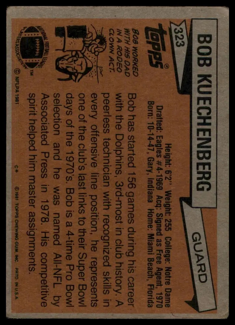 1981 Topps - Bob Kuechenberg #323