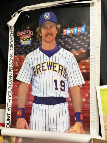 Milwaukee Brewers baseball youth growth chart poster featuring Robin Yount design