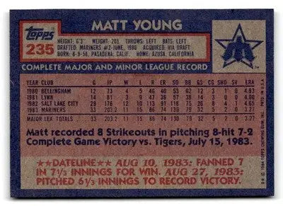 1984 Topps #235 Matt Young - Baseball Card Single