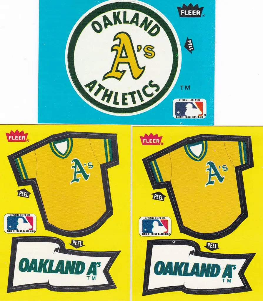 Fleer Stickers Athletics Jersey and Team Logo for Oakland Athletics memorabilia