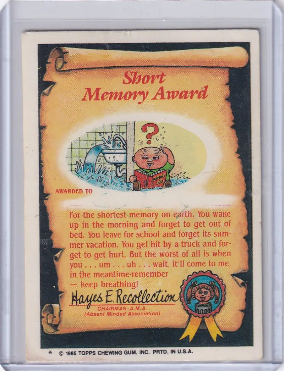 Garbage Pail Kids Series 2 54a Fryin Ryan trading card displayed in product image