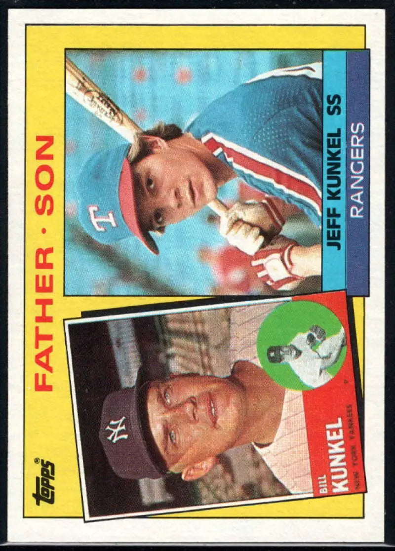 1985 Topps #136 Bill Kunkel/Jeff Kunkel EX Excellent New York Yankees/Texas Rangers Baseball Card - Baseball Card Single