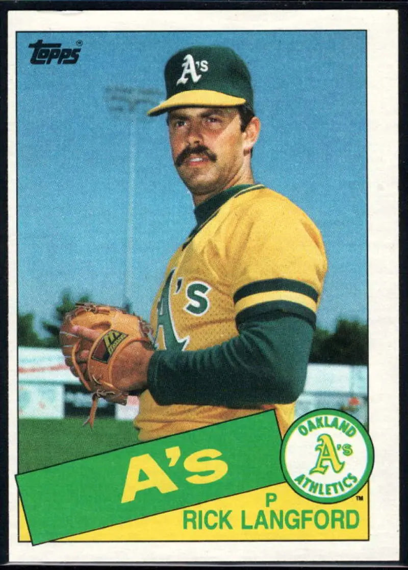 1985 Topps #347 Rick Langford EX Excellent Oakland Athletics Baseball Card - Baseball Card Single
