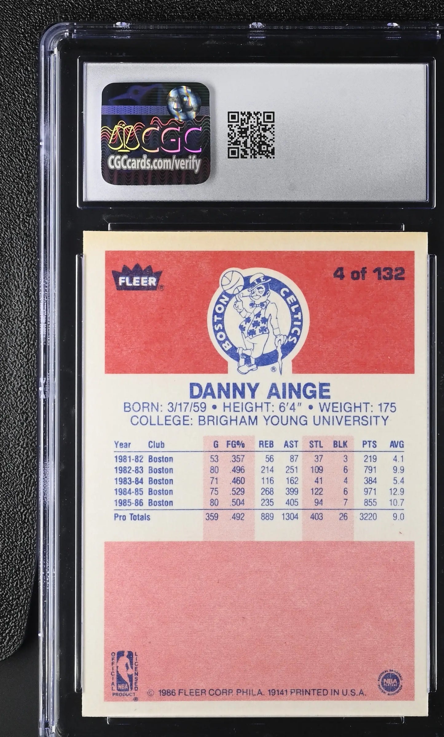 Graded Danny Ainge Fleer Basketball card from 1986-87 Fleer #3 CGC 6.5 Ex NM+