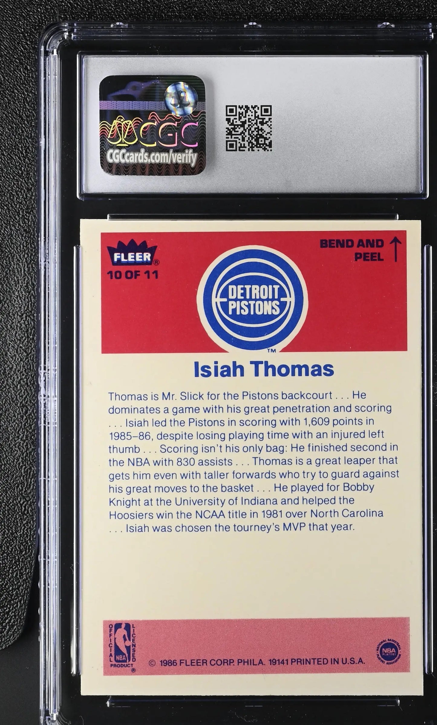 Graded Isiah Thomas Detroit Pistons Fleer basketball card from 1986-87 Fleer Stickers