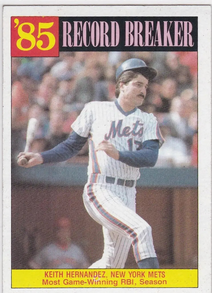 1986 Topps #203 Keith Hernandez Record Breaker New York Mets - Baseball Card Single
