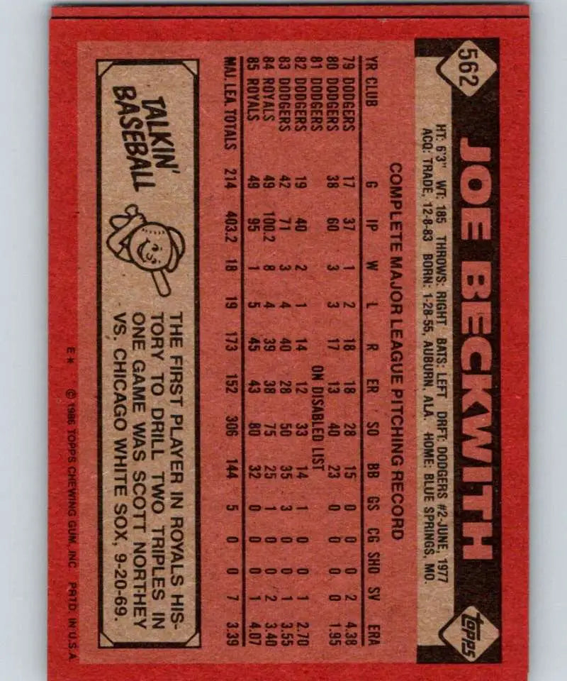 1986 Topps #561 Bob Lillis EX Excellent Houston Astros Baseball Card - Baseball Card Single