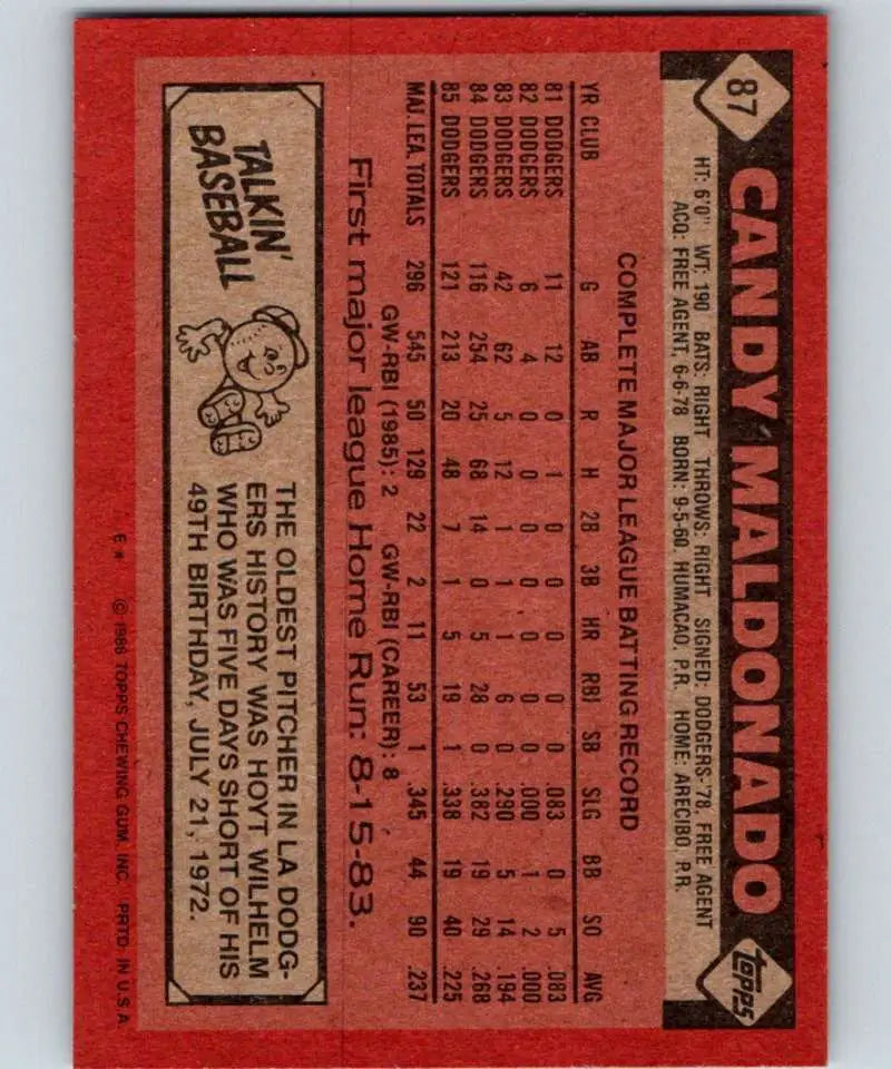 1986 Topps #88 Tom Nieto EX Excellent St. Louis Cardinals Baseball Card - Baseball Card Single