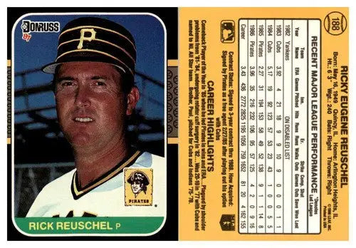 Original gloss baseball card featuring Rick Reuschel from 1987 Donruss Simply Sandoval series
