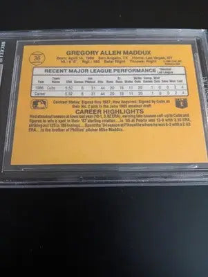 1987 Donruss Greg Maddux #36 Rated Rookie (RC). Cubs BGS 8.5 (slab crack) NM-MT+
