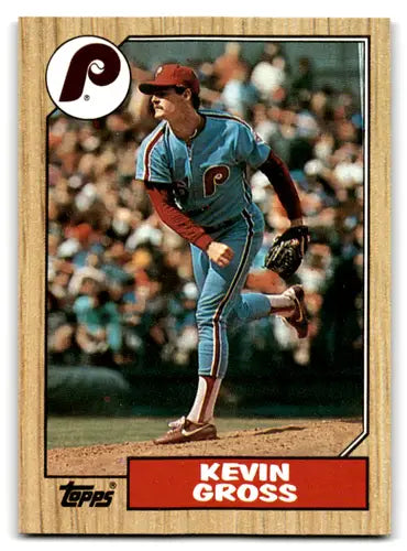Original gloss Kevin Gross baseball card featuring mint Phillies from 1987 Topps #163