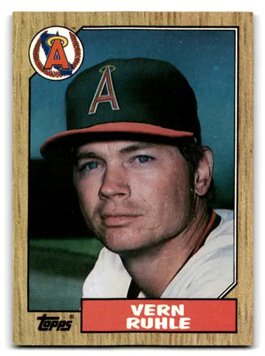 Original gloss Vern Ruhle baseball card from the 1987 Topps series featuring the Angels in near mint condition