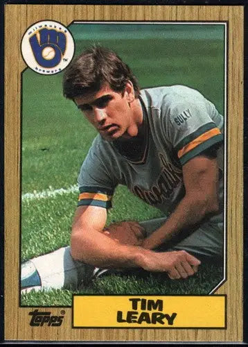 Original gloss 1987 Topps Tim Leary NM-MT Brewers baseball card image