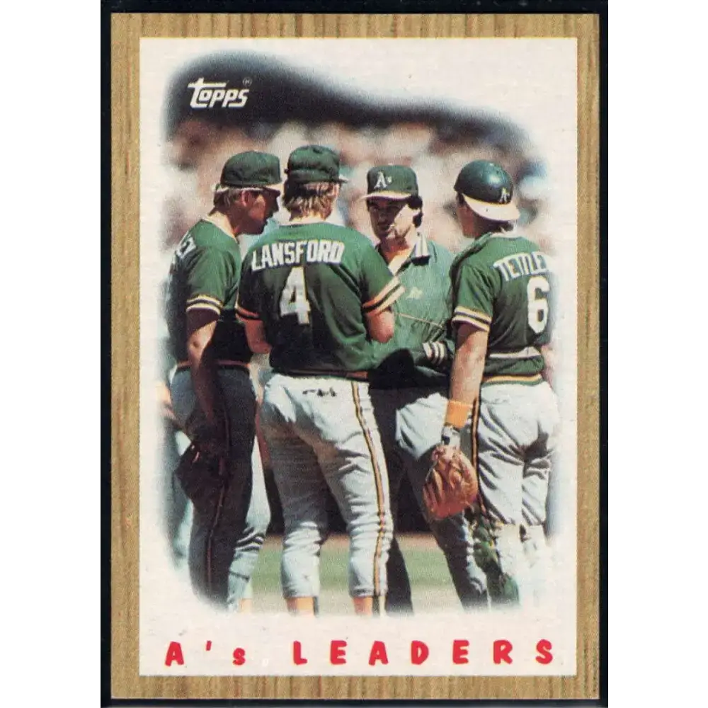 1987 Topps #456 Carney Lansford/Mickey Tettleton/Tony LaRussa EX Excellent Oakland Athletics Baseball Card - Baseball