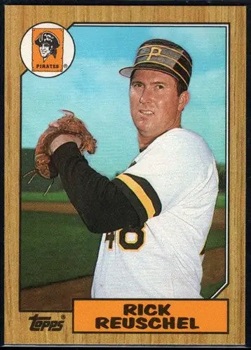 Original gloss 1987 Topps Rick Reuschel baseball card featuring Pirates memorabilia