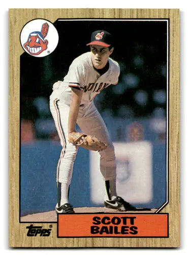 Original gloss Scott Bailes baseball card from 1987 Topps rookie Indians NM Near Mint RC